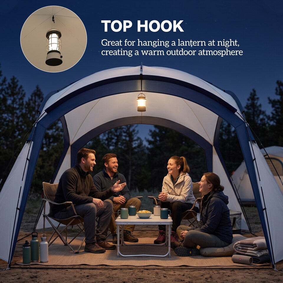 image 1 of Outsunny Outdoor Gazebo Event Dome Shelter Party Tent for Garden Cream and Blue