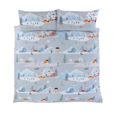 Winter Town Polycotton Duvet Cover Set with Pillowcase Multi | Double