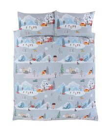 Winter Town Polycotton Duvet Cover Set with Pillowcase | Multi | Double | 1