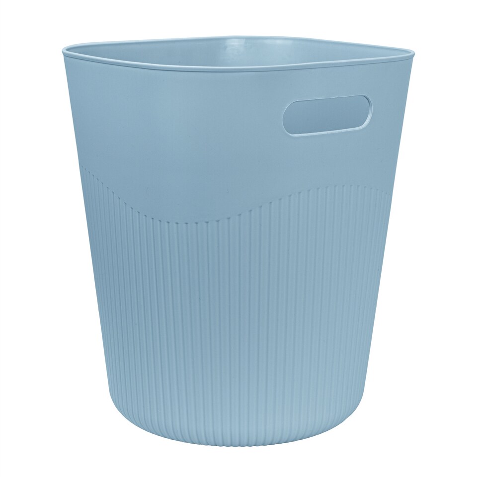 image 1 of JVL Riblex Square Waste Bin 11L Bathroom Bedroom Office Blue