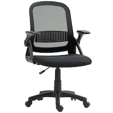 HOMCOM Ergonomic Swivel Computer Chair with Flip-up Armrests, Black Black