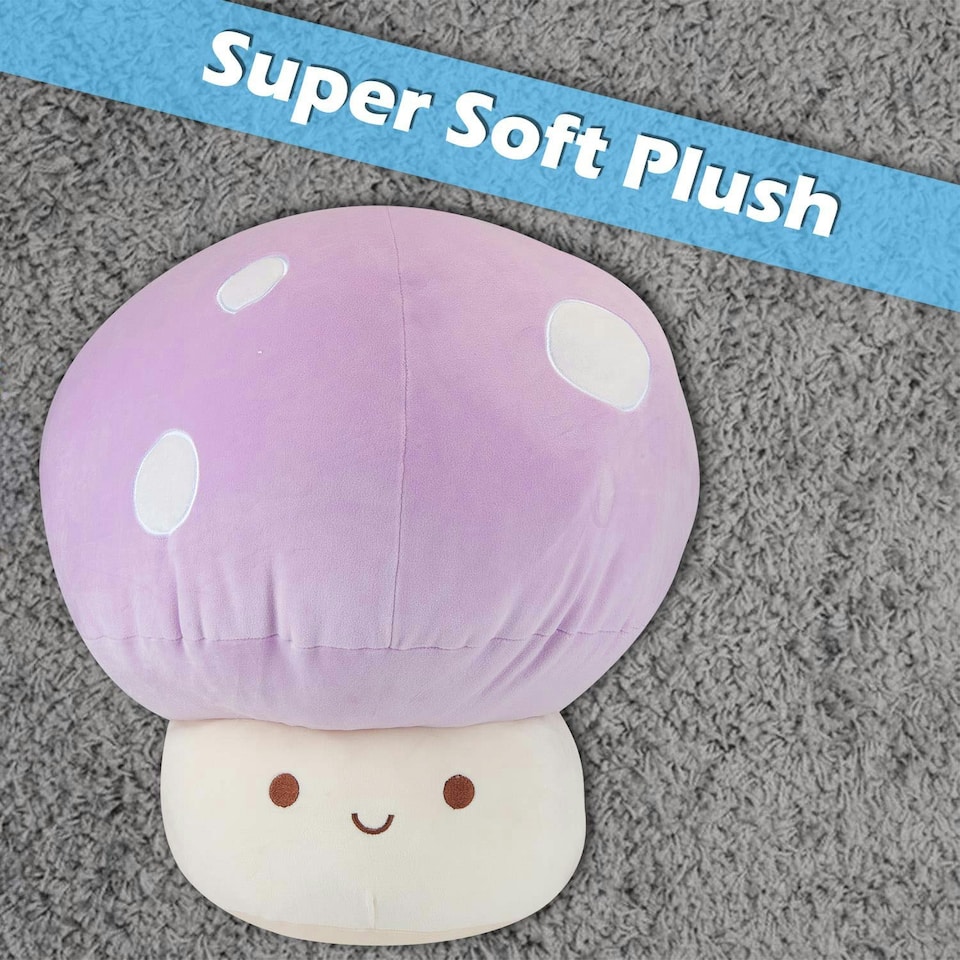 image 1 of Lilac Mushroom Mochi Soft Toy Cute Plushie Huggable Cuddly Plush 45cm Lilac