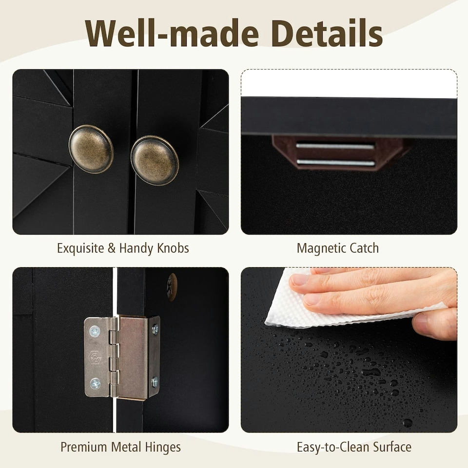 image 1 of COSTWAY Bathroom Cabinet Wall-Mounted Medicine Cabinet Black Black