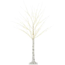 HOMCOM 5ft Artificial White Birch Tree Light w/ 96 Warm White Pre-Lit LED Light