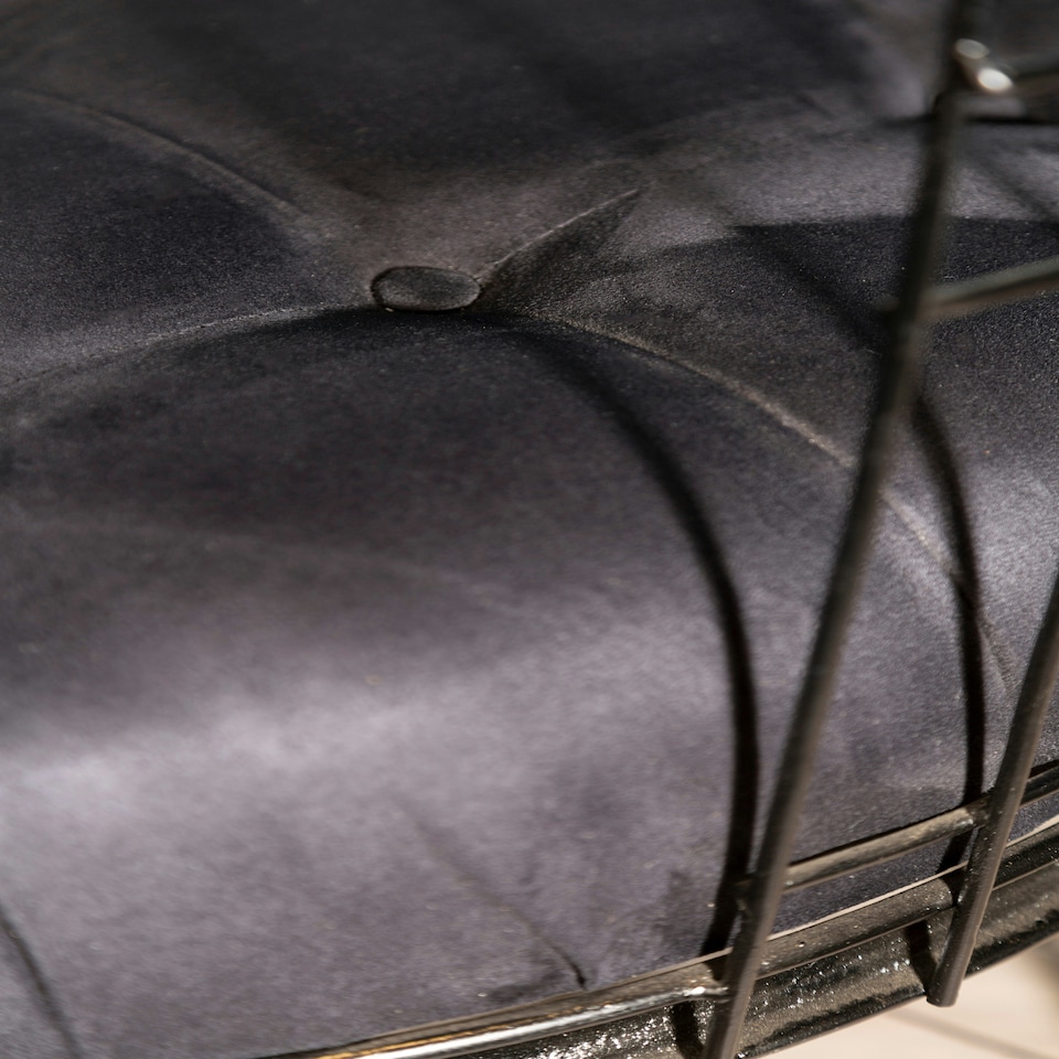image 1 of Distinctive Cage Style Black Finish Chair, Fabric Upholstered Arm Chair For Bedroom, Stylish Armchair Black
