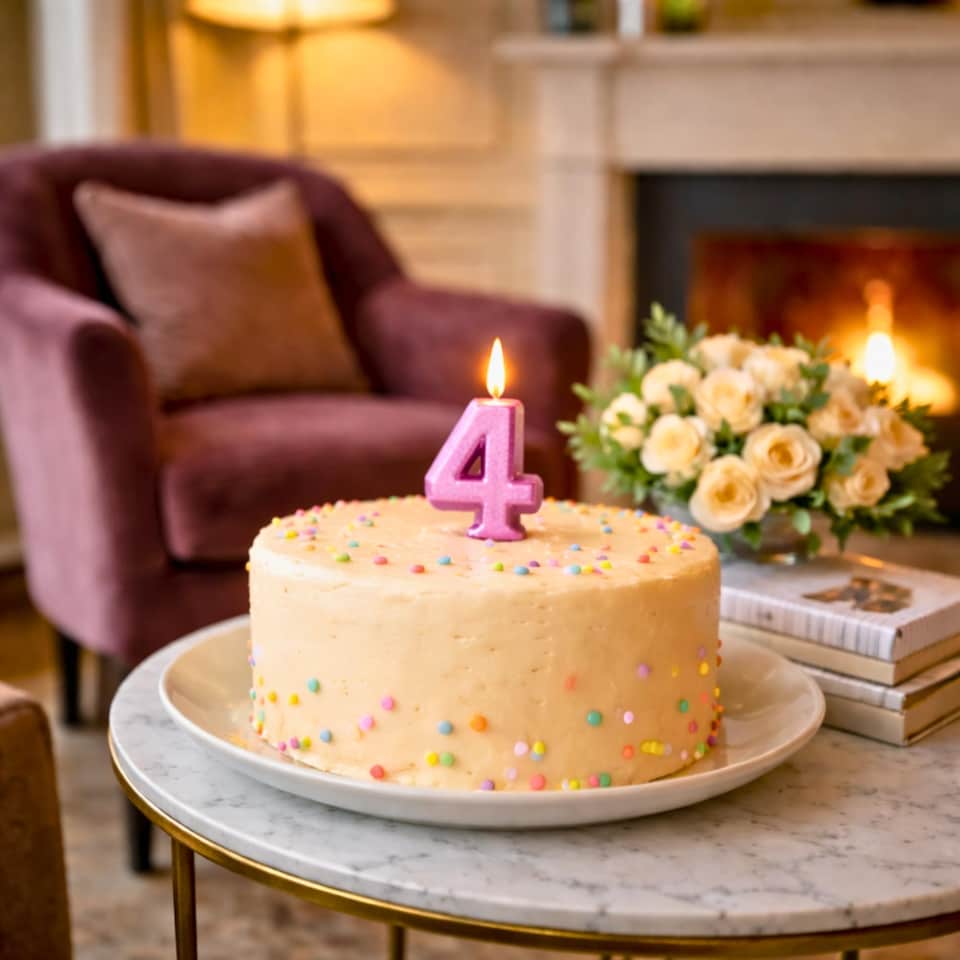 image 1 of Number Candle Pink 4 Candle Birthday Anniversary Party Cake Decorations Topper | Pink