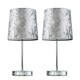 image 3 of ValueLights Pair of - Polished Chrome Table Lamps with a Silver Grey Velvet Shade - Complete with 4w LED Bulbs 3000K Warm White