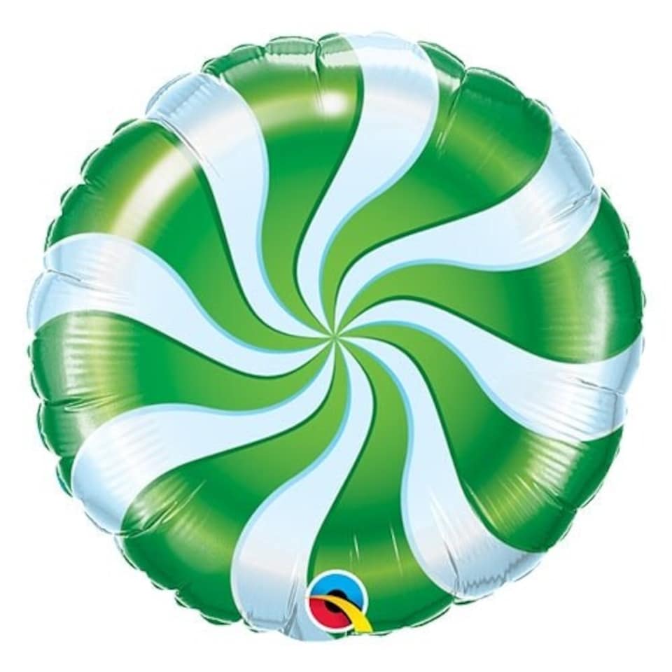 Green Candy Swirl Christmas Round Foil Helium Qualatex Balloon 46cm / 18 in