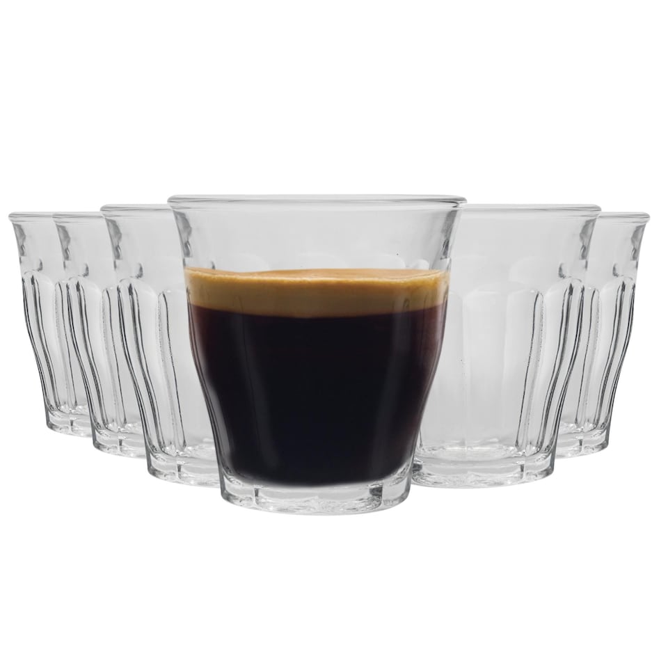 image 1 of Duralex Picardie Shot Glass Espresso Cups - 90ml Drinking Glasses - Clear - Pack of 6 | Clear | Clear