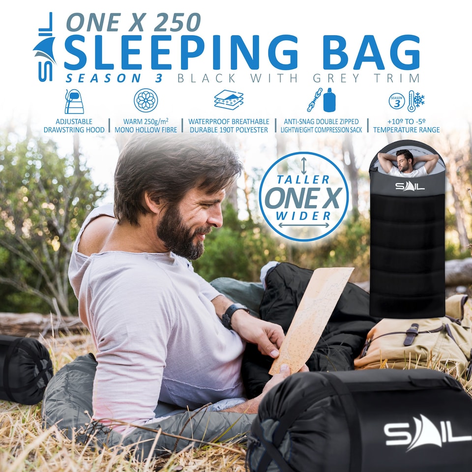 image 1 of SAIL One X Waterproof Sleeping Bag - Extra Wide 230x100cm - 3-4 Season