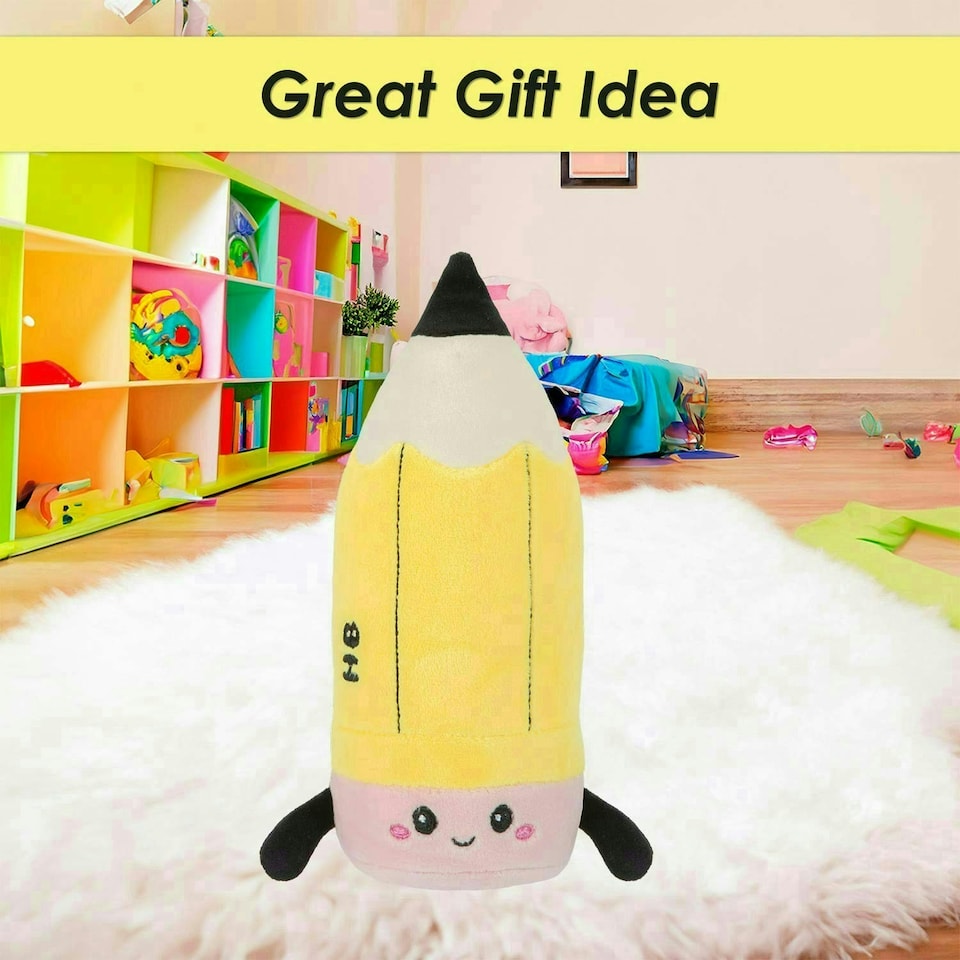 image 1 of Pencil Soft Toy Cute Plushie Huggable Cuddly Stuffed Toy 16cm Yellow