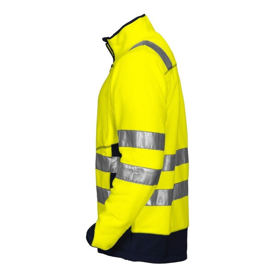 image 1 of Projob Mens Fleece Hi-Vis Coat - Yellow/Navy - XS