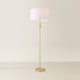 image 4 of ValueLights Marissa White Fabric Shade with Brushed Gold Stacked Ball Floor Lamp | White