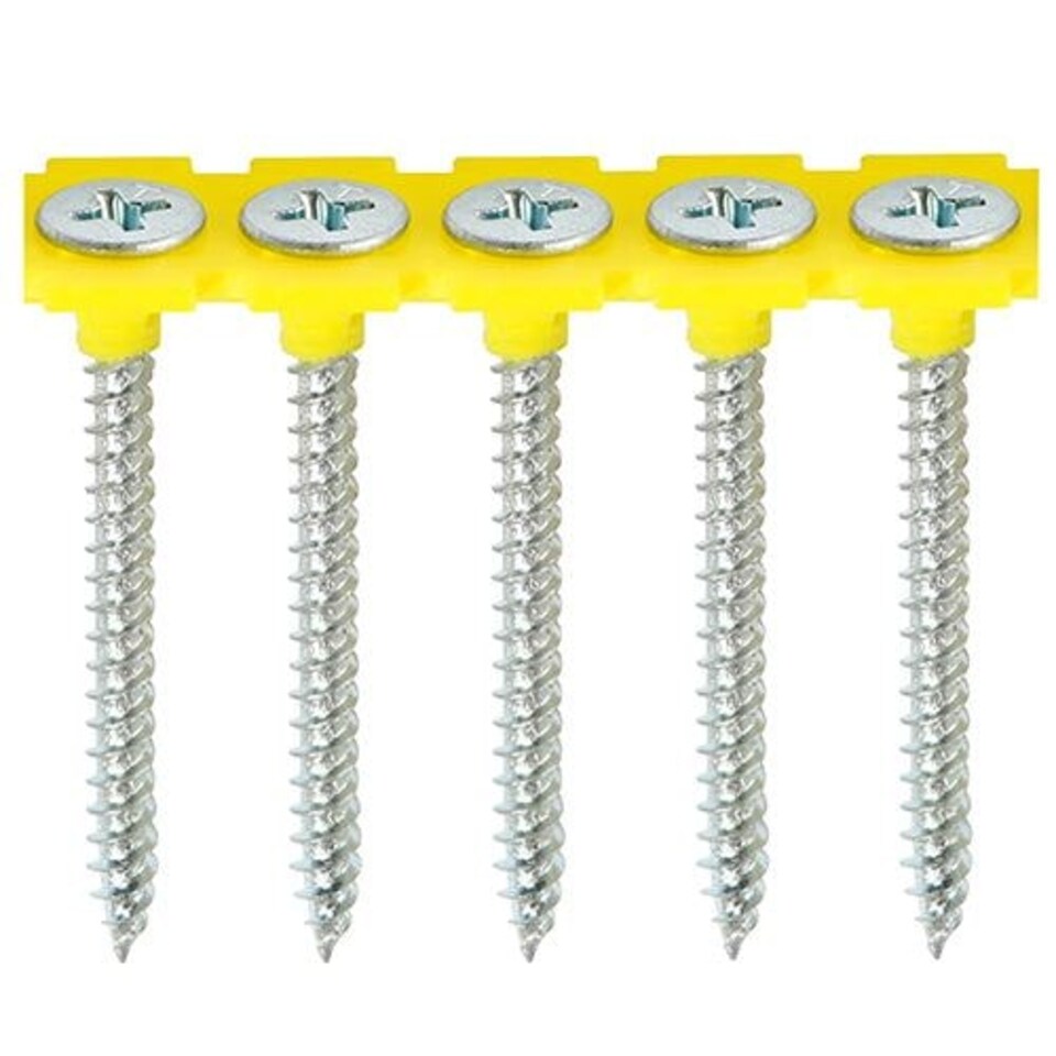 image 1 of Timco - Collated Drywall Metal Stud Plasterboard Screws - PH - Bugle - Fine Thread - Zinc (Size 3.5 x 50 - 1000 Pieces)
