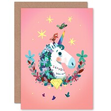 Unicorn Diamond Birds Kids Birthday Child Kids Card