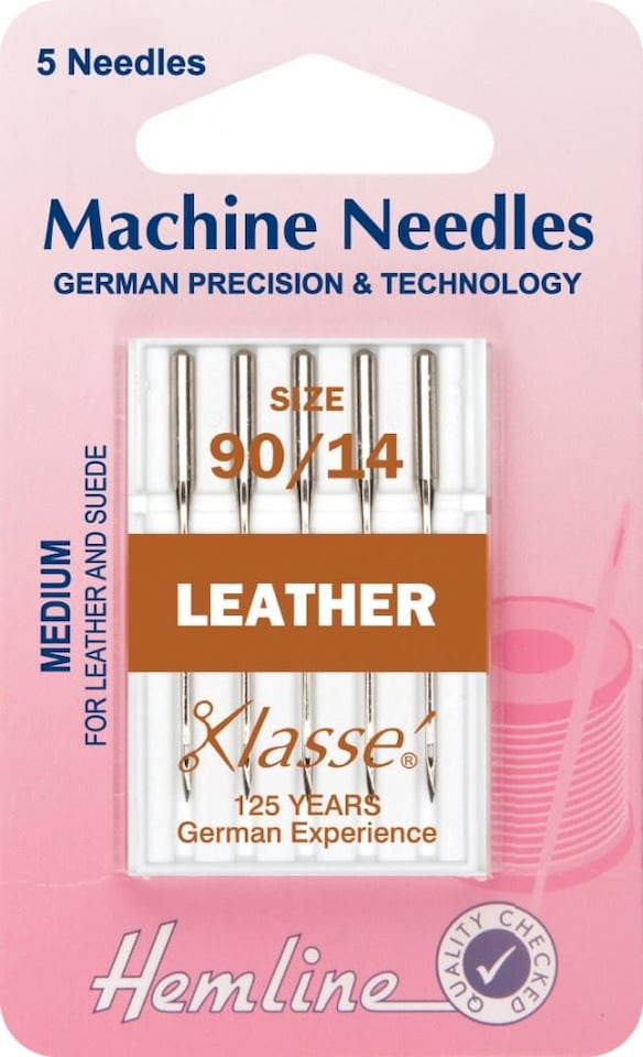 Hemline Leather Sewing Machine Needles 90/14 for Dressmaking - per pack of 5