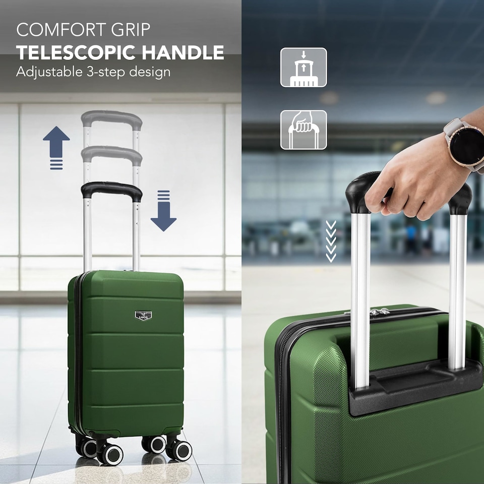 image 1 of Lugg Jetset Lightweight ABS Hard Shell Cabin Suitcase with 4 Spinner Wheels (40x30x20cm)