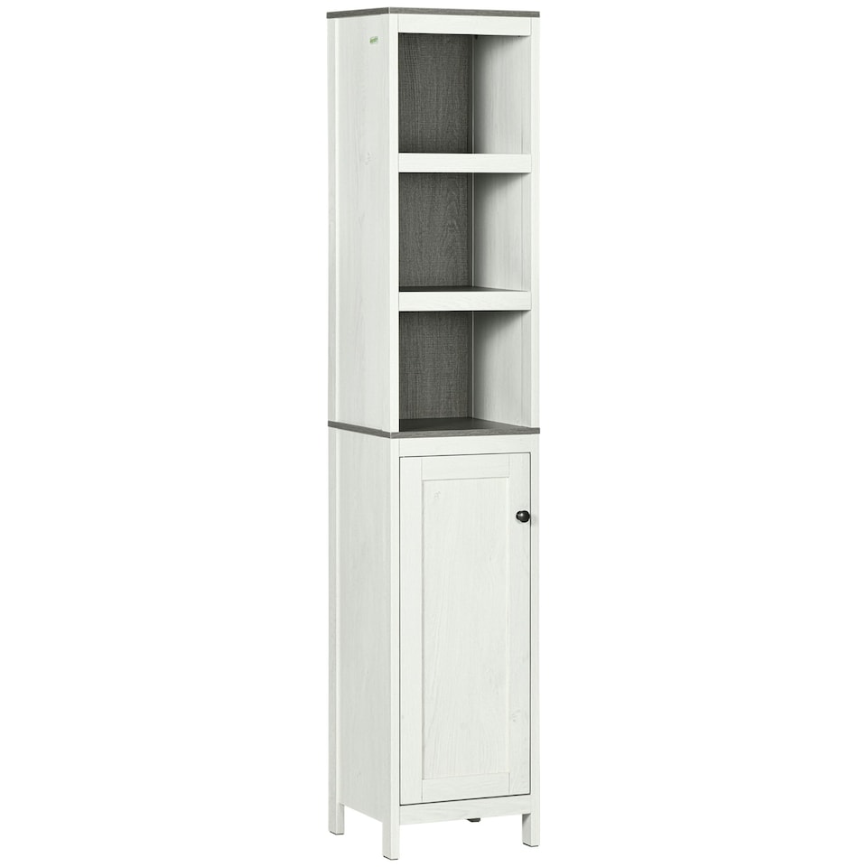 image 1 of kleankin  Bathroom Storage Cabinet w/ Door Cupboard and Adjustable Shelf, White