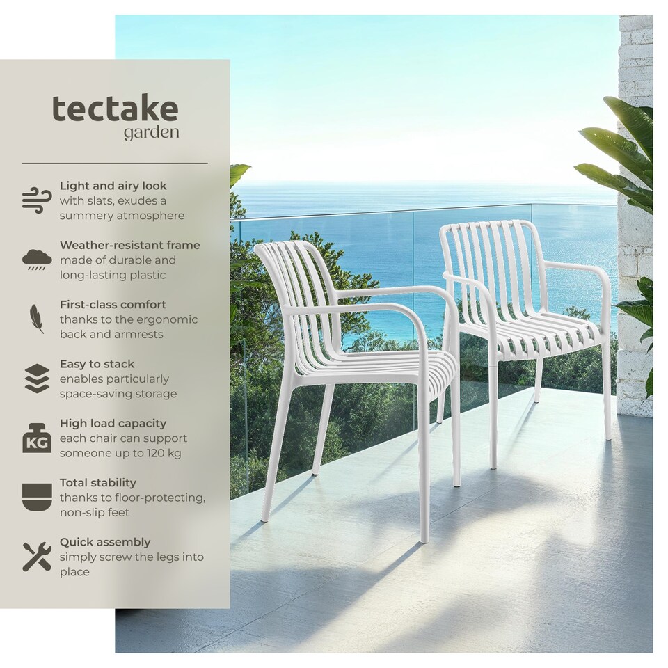 image 1 of Garden Chairs Alcudia - weather-resistant, durable and long-lasting plastic | Cream | cream | One Size | 4