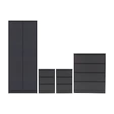 Malvern 4 Piece Bedroom Set With 2 Door Double Wardrobe Grey