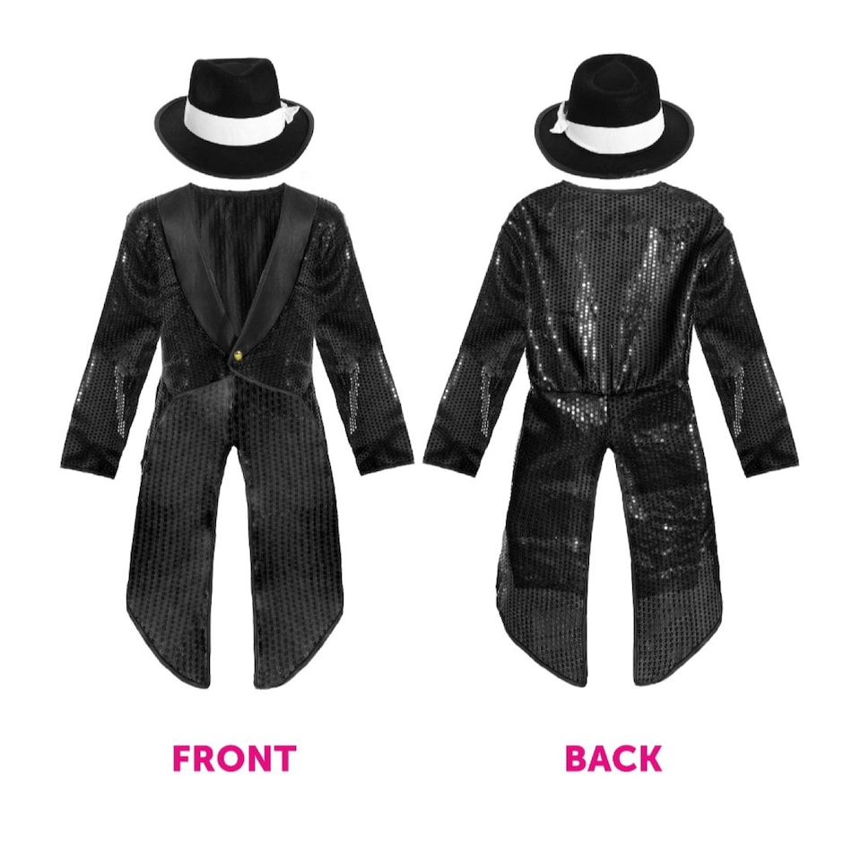 image 1 of King of Pop Costume 5 Pcs - Black and White | Multi | L