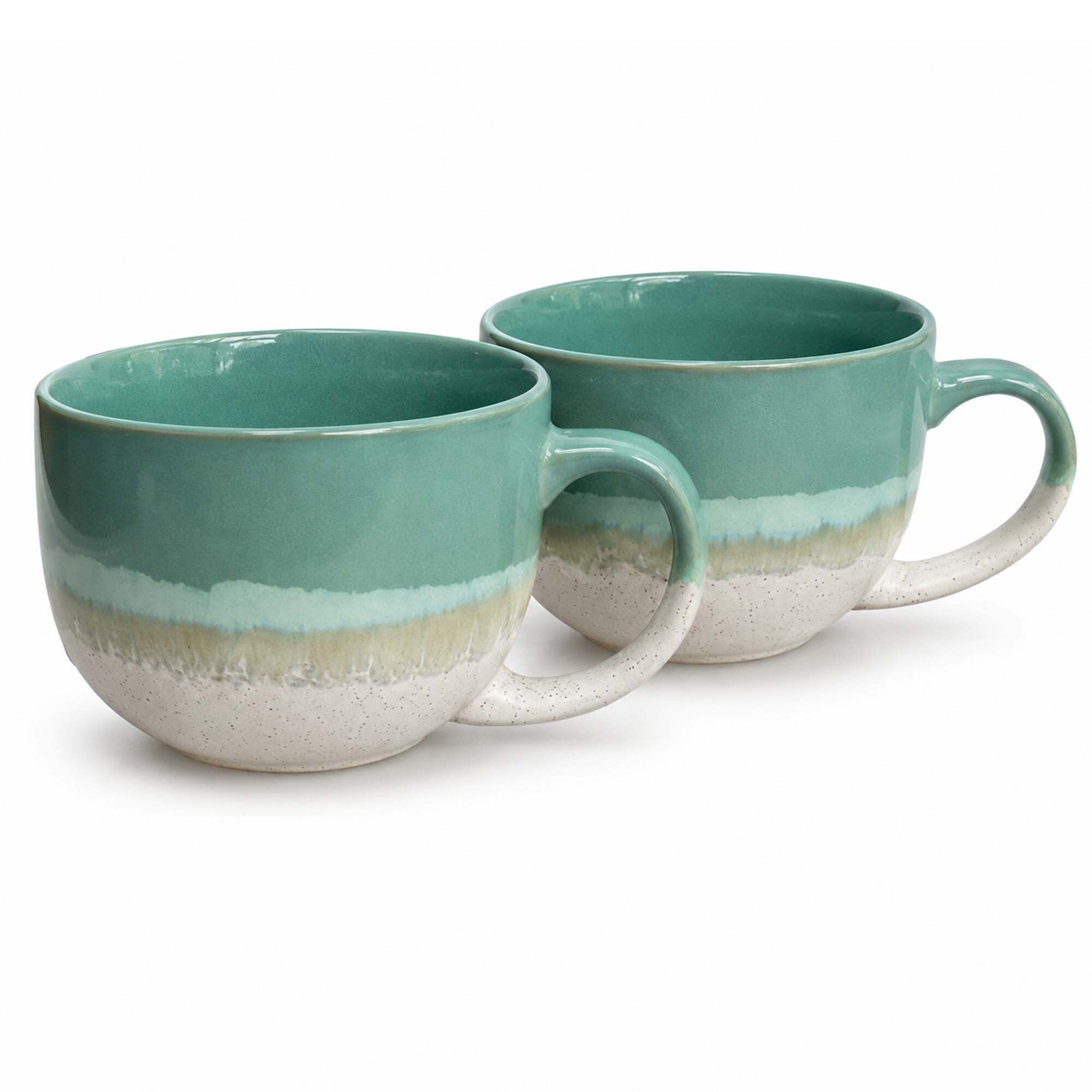 Scandi Home Set of 2 720ml Mint Green Reactive Glaze Ceramic Aurelia Mugs