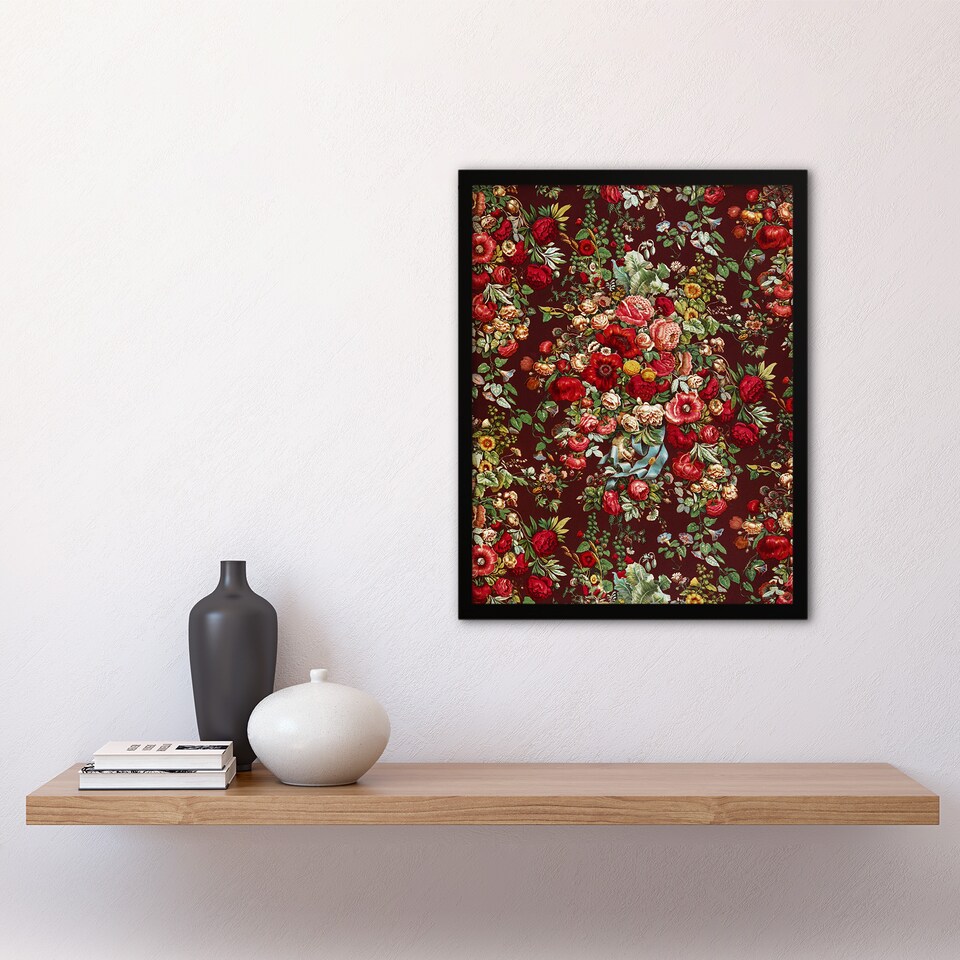 image 1 of Vintage Floral Chintz Pattern Wyatt Framed Wall Art Print 12X16"