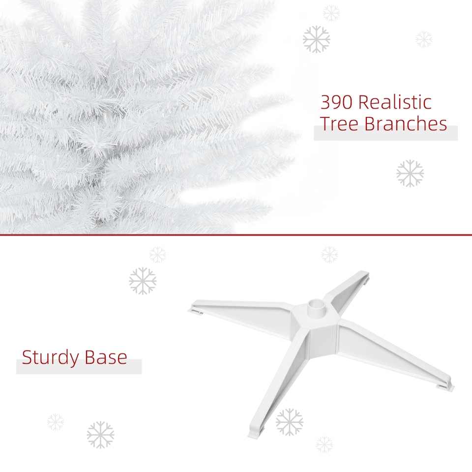 image 1 of HOMCOM 6ft Unlit Artificial Christmas Tree, Pencil Slim mas Tree with Solid Stand and Realistic Branches, White