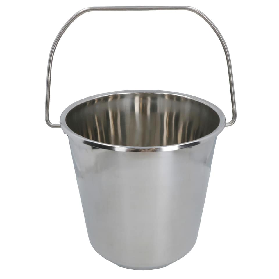 image 1 of 12L Stainless Steel Metal Bucket Pail Water Carrier Greenhouse Garden BBQ 10PK