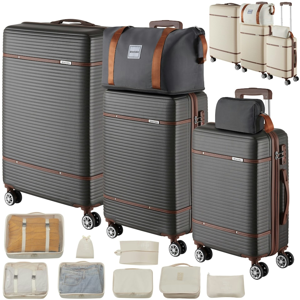 image 1 of Suitcase Set Madison - 13-piece, 3 suitcases, packing cubes, TSA lock Grey | Anthracite