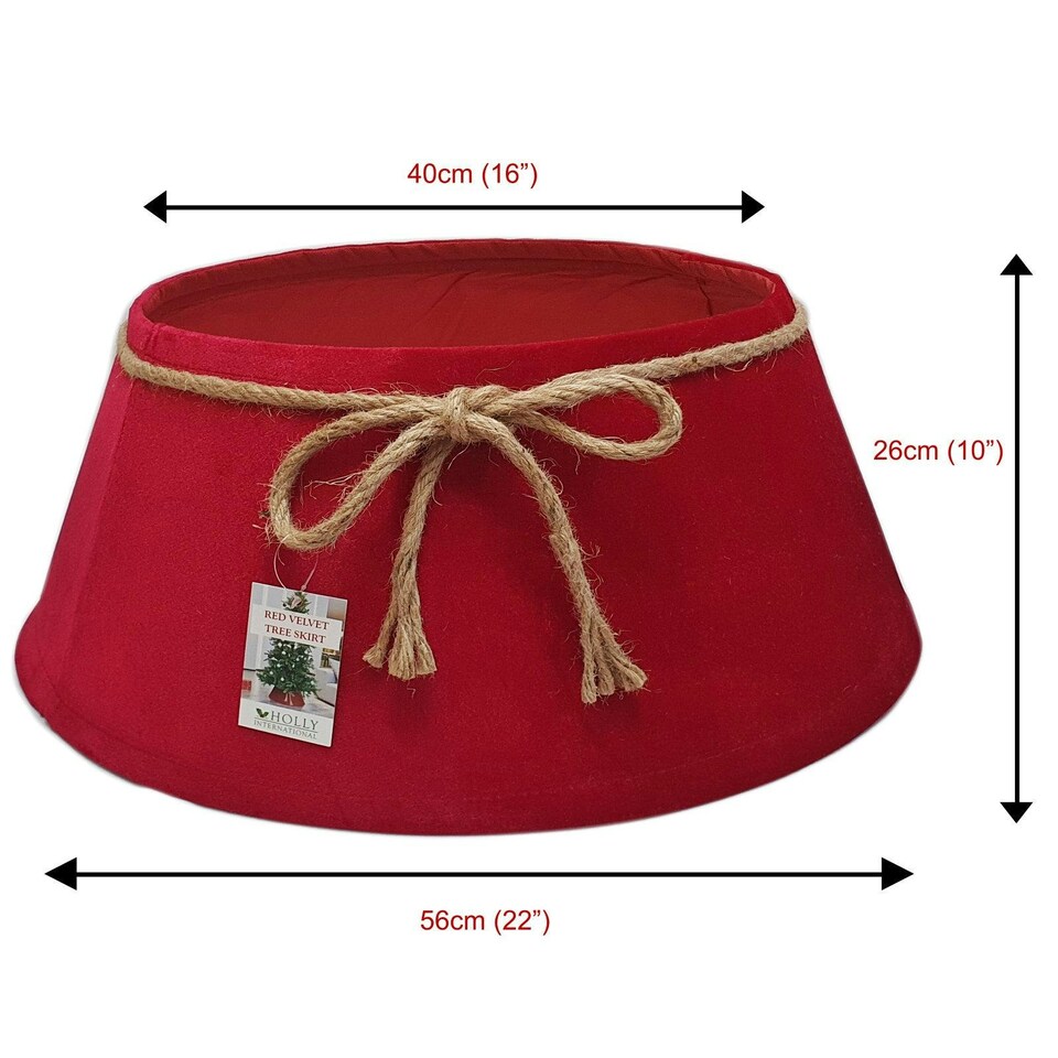 image 1 of Holly International Velvet Christmas Tree Skirt Collar Ruby Red