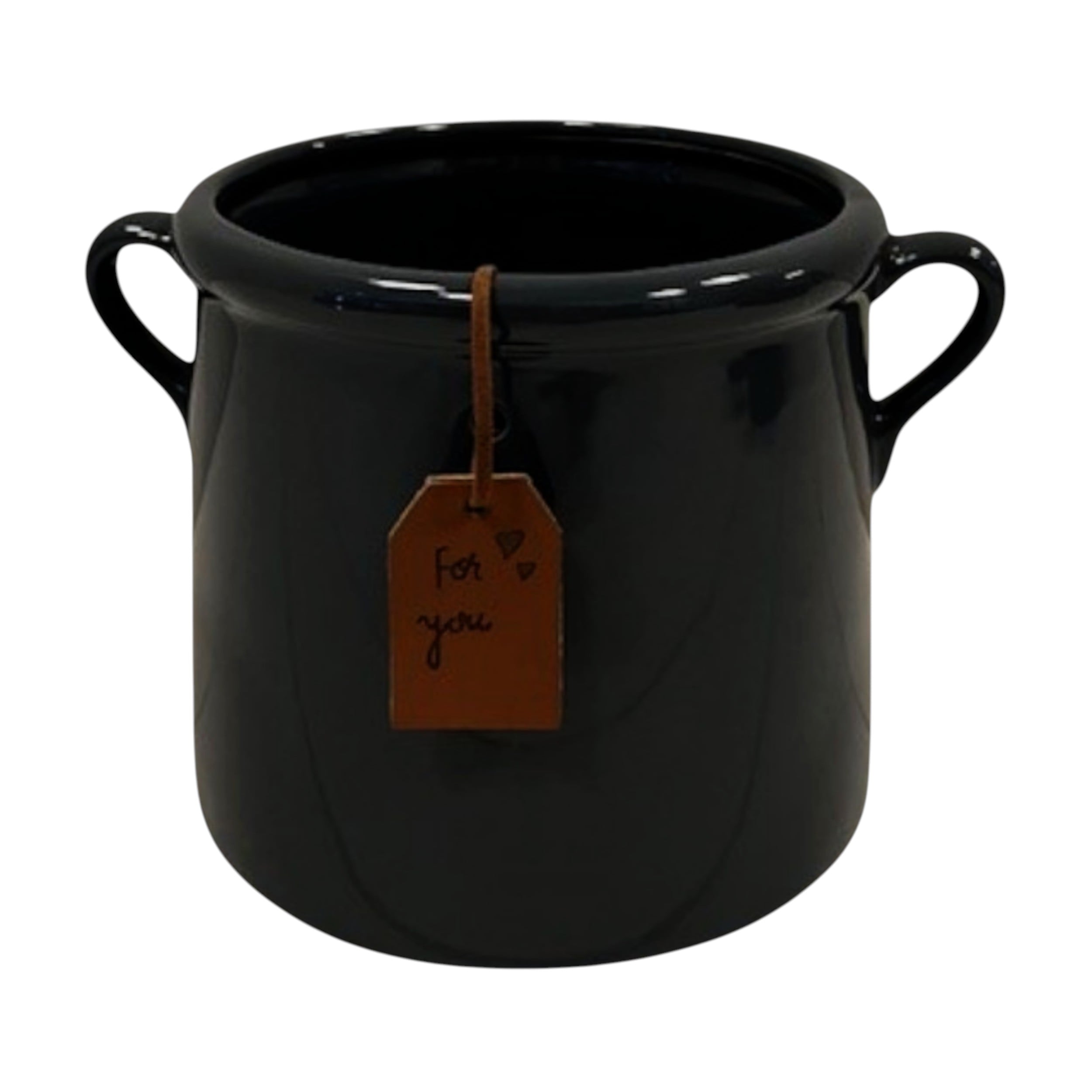 Four Candle Midnight Blue Ceramic Pot Vase with Twin Handles Decorative Gift Vase