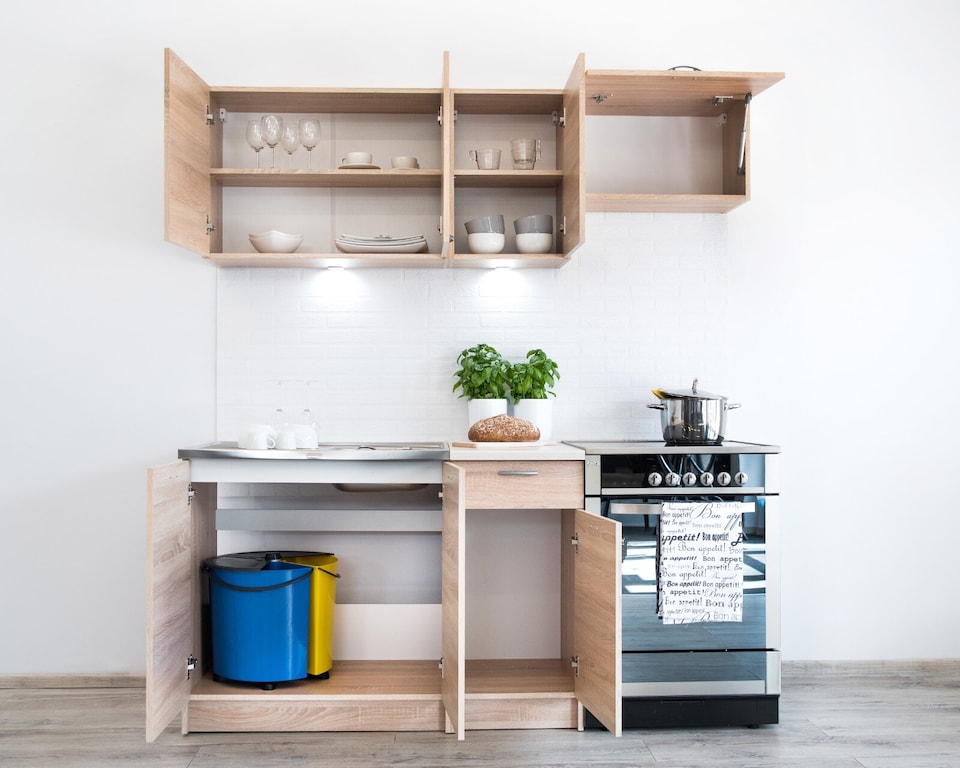 image 1 of Kitchen Cabinets Set 5 Unit Sonoma Oak Cupboard Worktop Budget Small Modern Nela