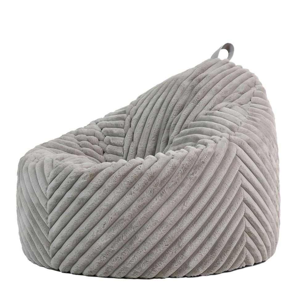 image 1 of icon Cocoon Ribbed Faux Fur Bean Bag Grey Bean Bag Chairs Grey