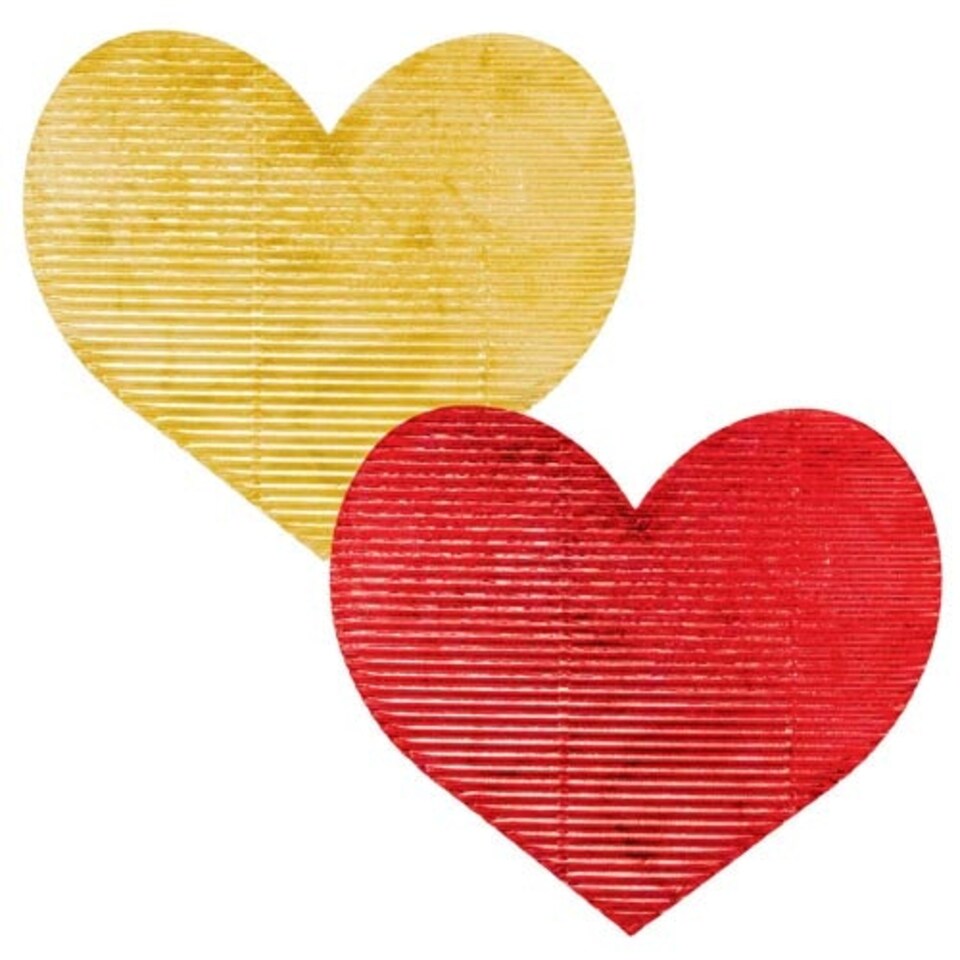 Red & Gold Corrugated Foil Love Heart Cutouts 7cm - Pack of 20