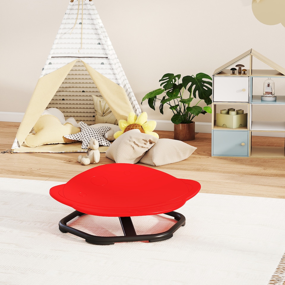 image 1 of AIYAPLAY Planet-Shaped Kids Swivel Chair, Sensory Spinning Chair, Red | Red