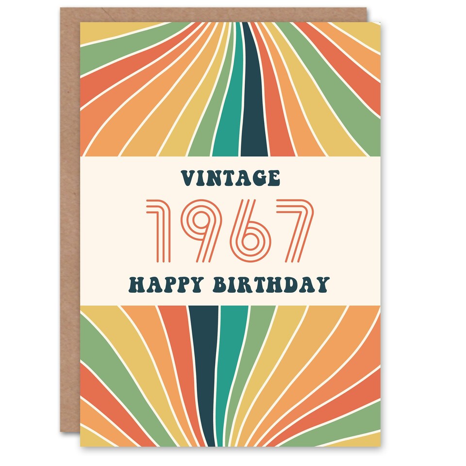 image 1 of Vintage Retro Him Her Rainbow Born 1967 Aged 58 Years Old 58th Birthday Card