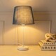 image 1 of ValueLights Charlie White Stem Table Lamp Navy Taper Shade Blue
