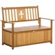 image 2 of Outsunny 2 Seater Garden Storage Bench, 164L Outdoor Storage Box with Backrest Flower Pattern, Wooden Garden Bench with Armrests, 125 x 68.5 x 97cm, Natural