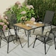 image 8 of Outsunny 90cm Square Outdoor Patio Garden Dining Table with Umbrella Hole Yellow | Natural wood finish