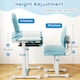 image 5 of COSTWAY Kids Study Desk & Chair Set Height-Adjustable Children Study Desk-Blue