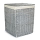 image 1 of Small Grey Wash Square Laundry Basket with White Lining | White | White