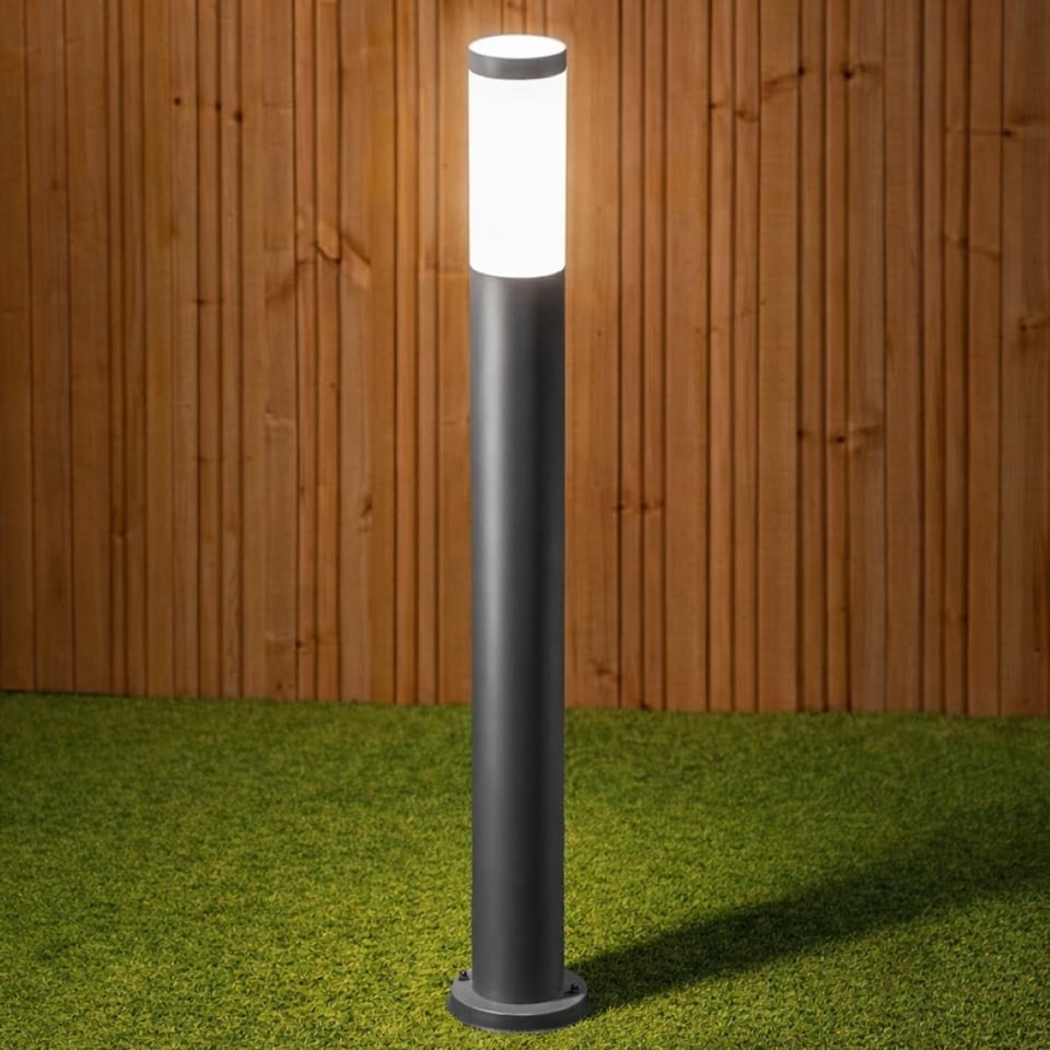 image 1 of CGC Rome 1m Anthracite Outdoor Post Light with Opal Diffuser | Multi | Grey / silver | Height: 100 cm, diameter: 13 cm