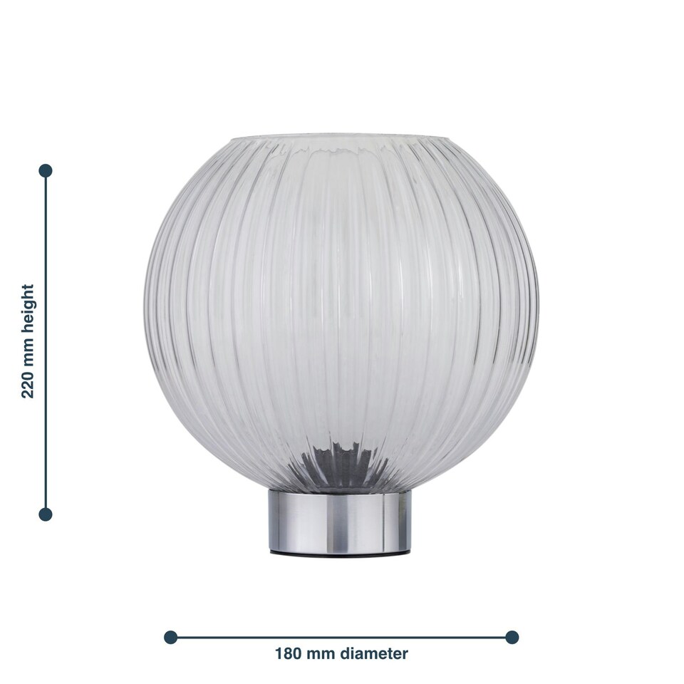 image 1 of Set of 2 Betchley - Battery Operated Chrome Lamp with Clear Glass Chrome | Clear