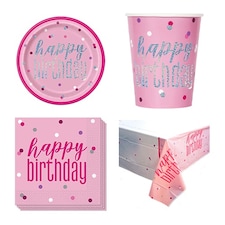 Pink Glitz Happy Birthday 8 Person Value Party Pack