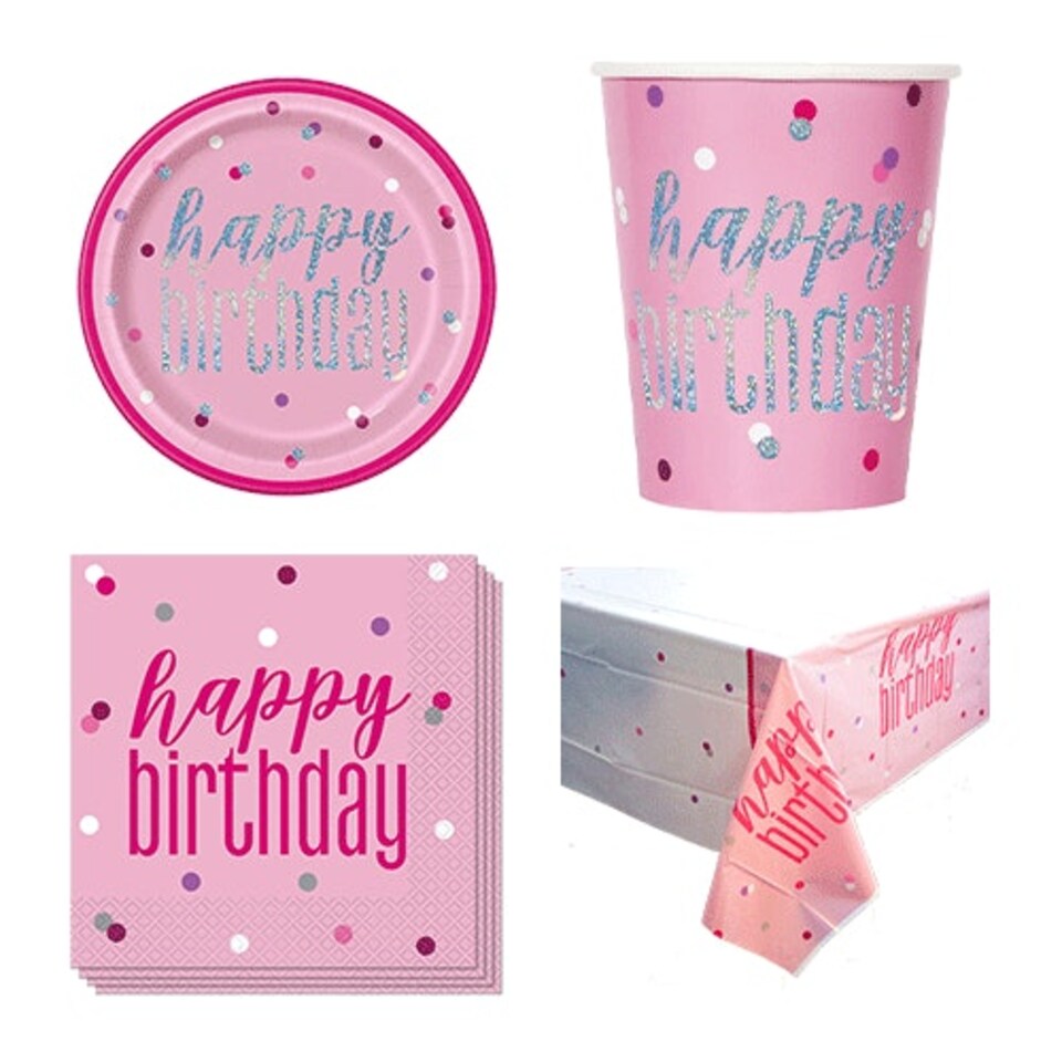 Pink Glitz Happy Birthday 8 Person Value Party Pack