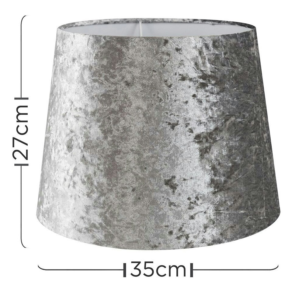 image 1 of ValueLights Modern Tapered Table Floor Lamp Light Shade With Silver Grey Velvet Finish