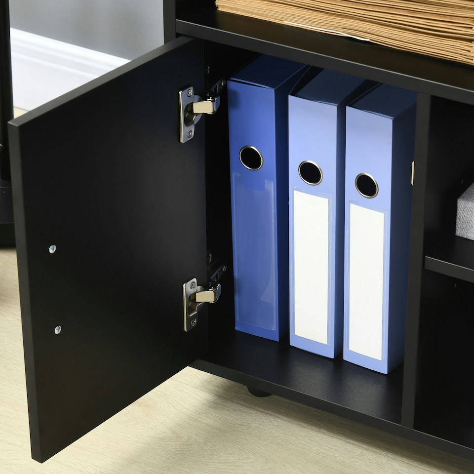 image 1 of HOMCOM Multi-Storage Printer Unit Office Organisation w/ 5 Compartments Black