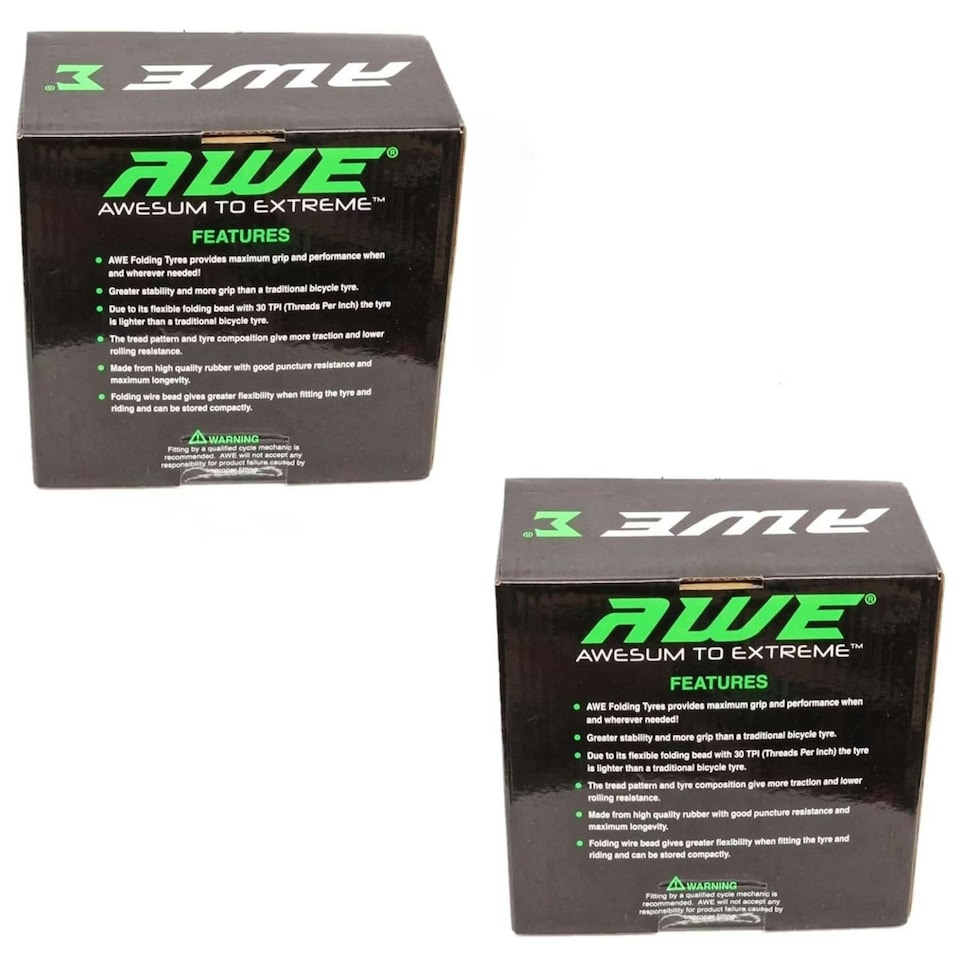 image 1 of 2 x AWERide Folding Tyres 26" x 1.95" + 2 x AWE Inner Tubes 26" x 1.75-2.125 SV