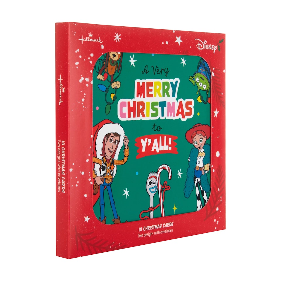 image 1 of Hallmark Pack Of 10 Christmas Cards - 2 Fun Disney Pixar Toy Story Designs
